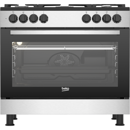 Beko GM15122DXB - Cucina a Libera Installazione Inox 90x60 cm 5 Fuochi con Forno Elettrico Ventilato