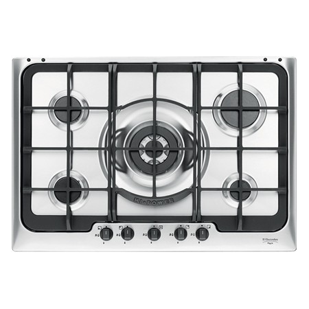 Electrolux PX750UOV - Piano Cottura da Incasso a Gas 75 cm 5 Fuochi Inox Bruciatore Wok Griglie in ghisa Soft line